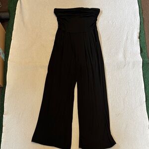 Heart & Hips Black Strapless Jumpsuit, Front Pockets, Wide Legs, Large, NWOT
